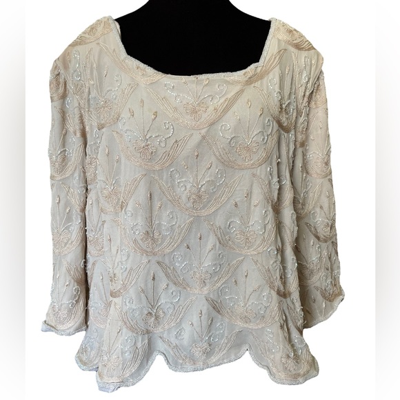 Adrianna Papell Tops - Adrianna Papell Occasions Vintage Plus Size Silk Beaded Embroidered Luxury Top